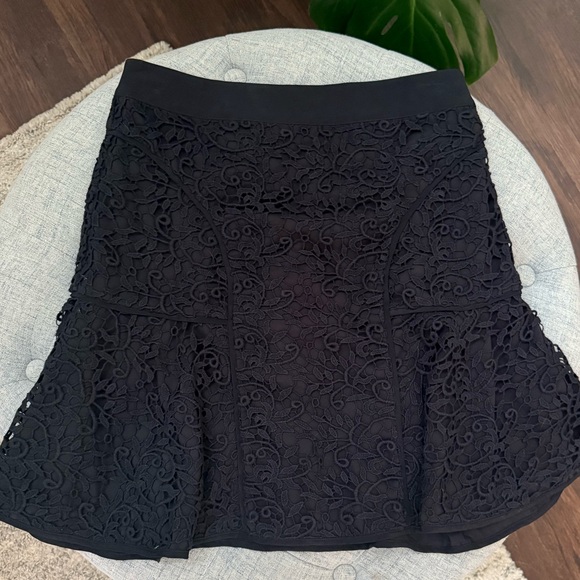Rebecca Taylor💎Black Lace Silk Eyelet Mini Skirt Sz 6 Medium Retail $295 EUC! - Picture 1 of 5